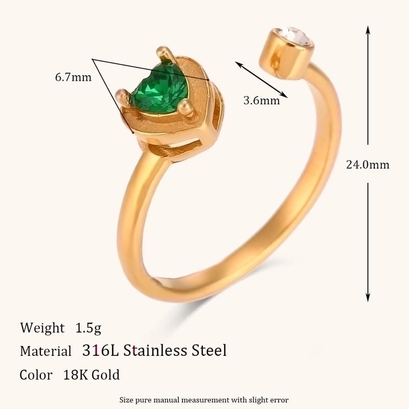 Lady Round Stainless Steel Plating Inlay Zircon 18k Gold Plated Rings