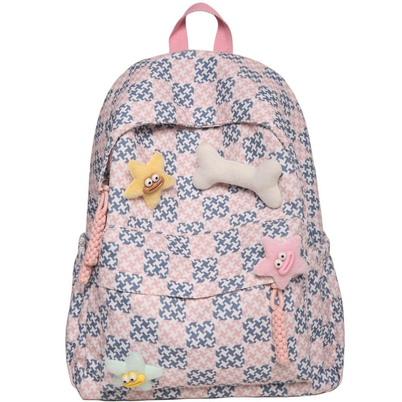 Women's Oxford Cloth Color Block Cute Square Zipper Fashion Backpack