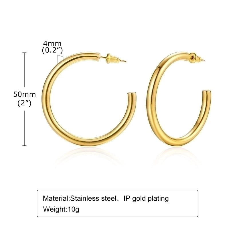 1 Pair Minimalist Solid Color 304 Stainless Steel Gold Plated Stainless Steel Earrings
