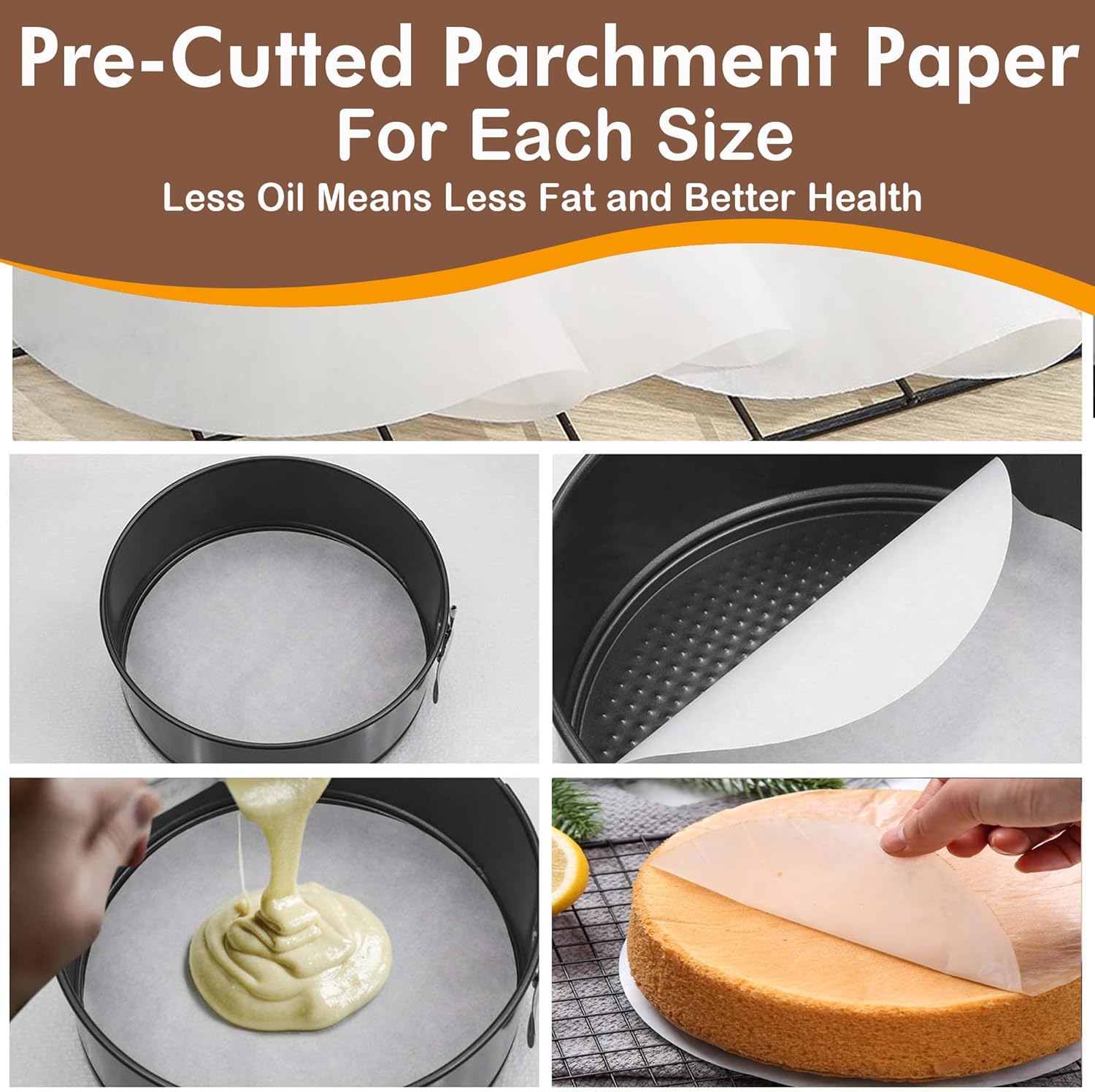 3-Piece Non-Stick Cake Tin Set (22cm. 24cm. 26cm) . Round Bakeware Cake Pan