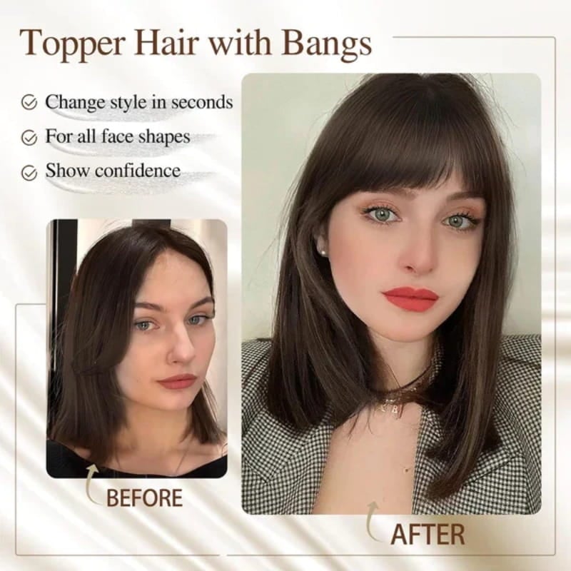 50% Christmas Discount🎅Natural Hair Toppers with Bangs for Women🛒
