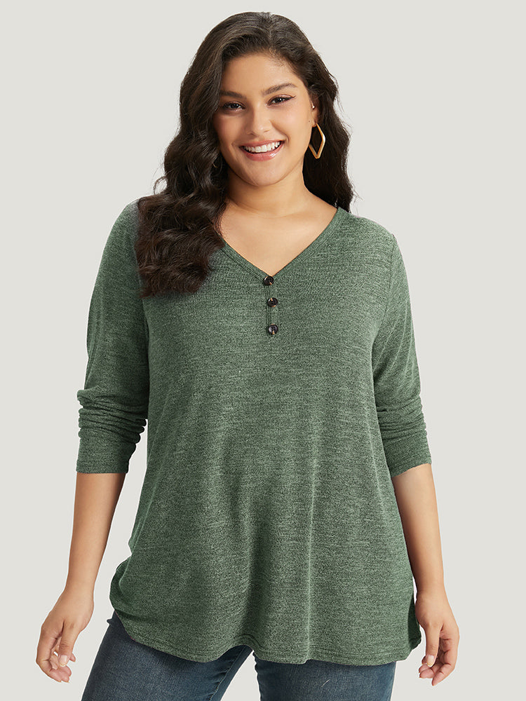 Heather Button Up Long Sleeve T-shirt