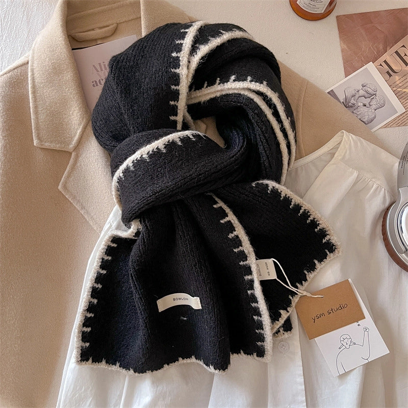 Women's Classic Style Streetwear Solid Color Wool Blend Knit Scarf