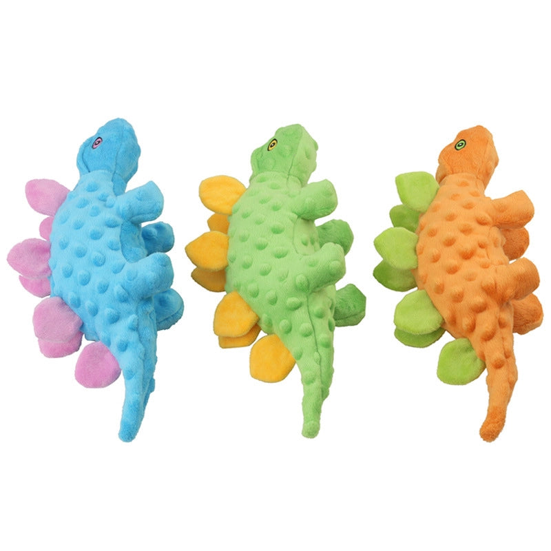 New Two-in-one Pet Plush Sound Toy Dinosaur Dog Relieving Stuffy Molar Teeth Cleaning Cartoon Stegosaurus Toy