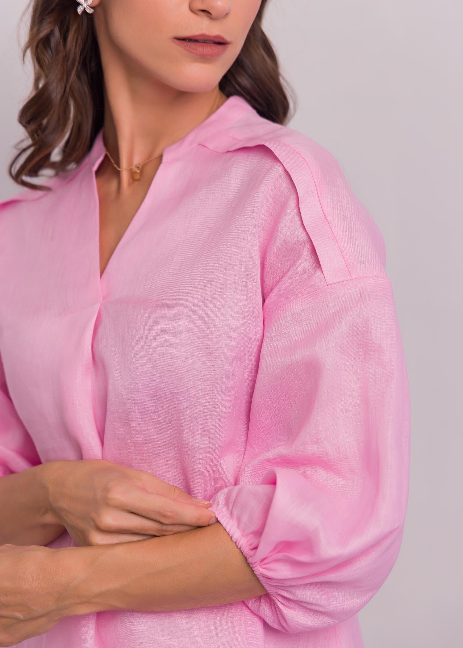 Loose Fitted Blouse With Puff Sleeves