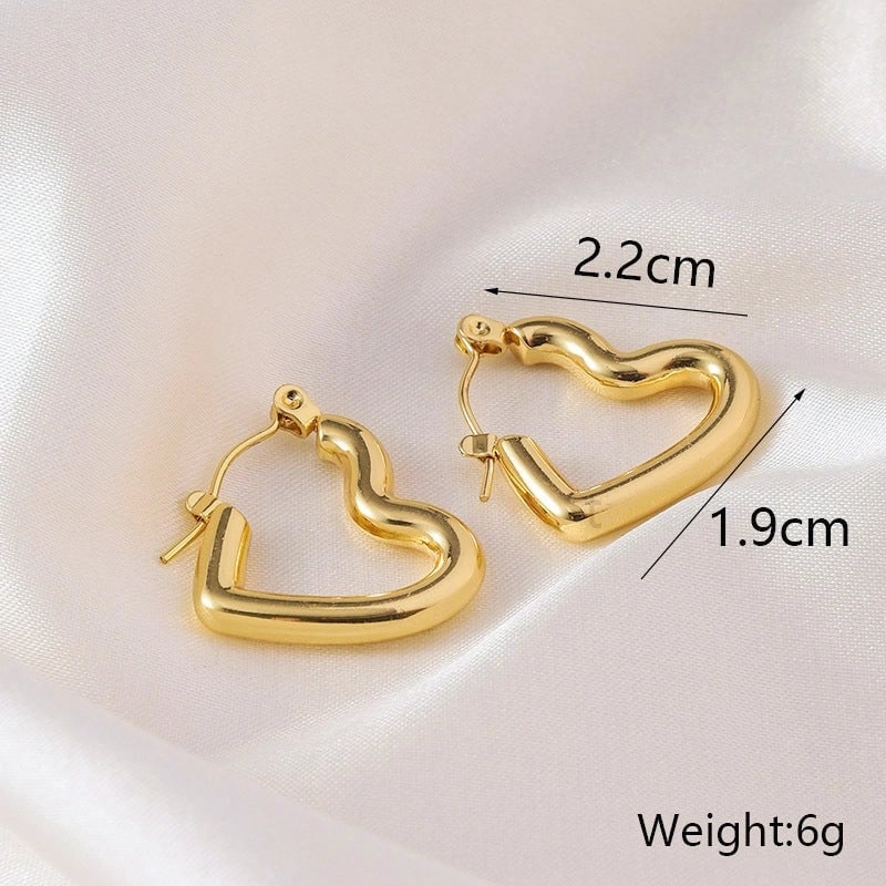 12 Pieces Minimalist Commute Geometric Heart Shape Plating Titanium Steel Drop Earrings Earrings Ear Studs