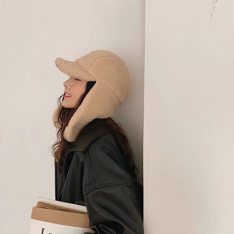 Hat Women's Autumn And Winter Baseball Cap Korean Style Japanese Style Cute Ear Protector Winter Plush Thickened Lei Feng Cap