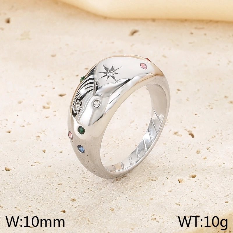Vintage Style Classic Style Hexagram 304 Stainless Steel 18K Gold Plated Rings