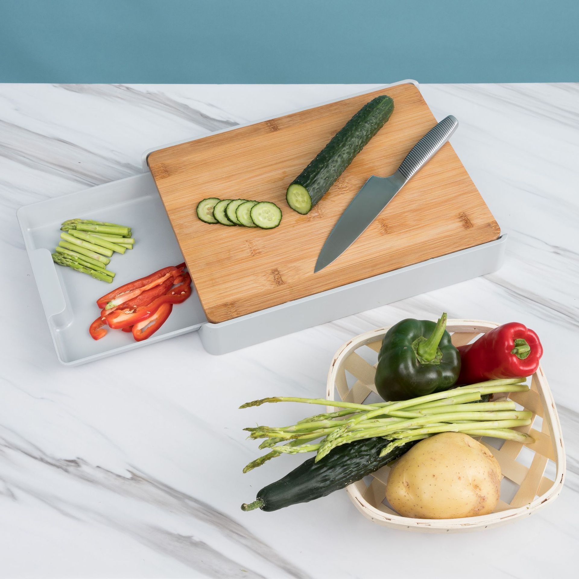 Kitchen Cutting Board with Detachable Storage Drawer