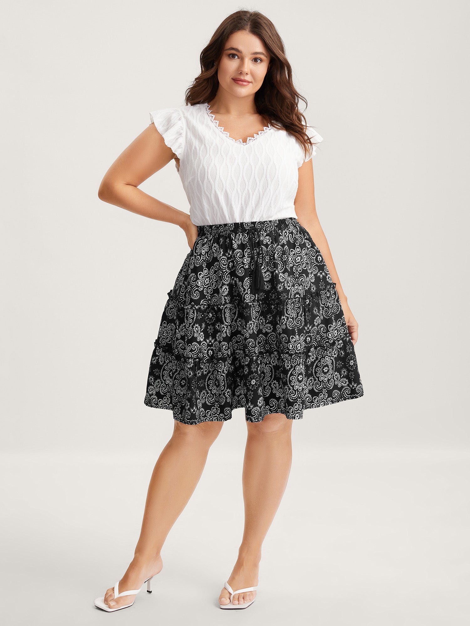 Boho Print Tiered Mini Skirt