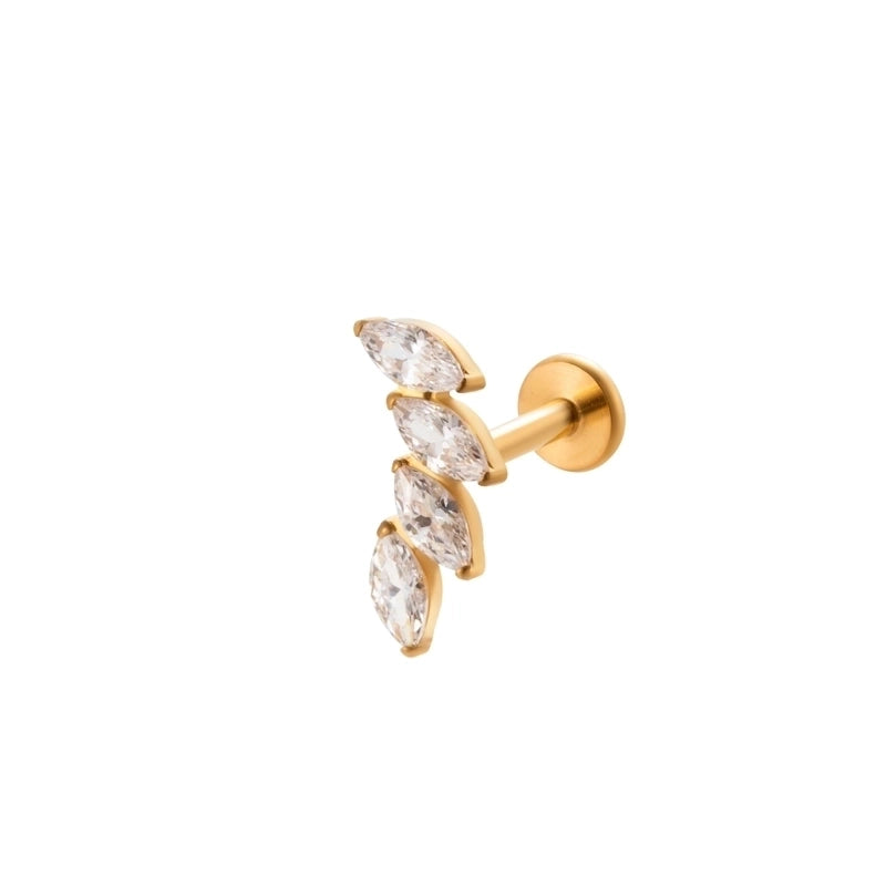 1 Piece Ear Cartilage Rings & Studs IG Style Vintage Style Leaves Heart Shape Bee Pure Titanium Plating Inlay Zircon