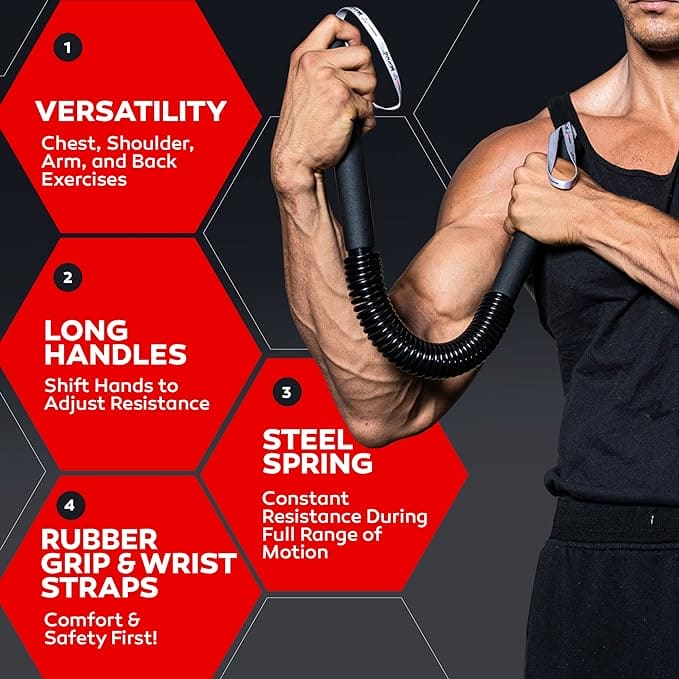 POWER TWISTER BAR - UPPER BODY EXERCISE FOR CHEST, SHOULDER, FOREARM, BICEP, AND ARM