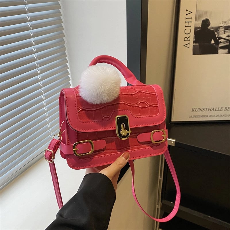 Women's Medium Pu Leather Solid Color Streetwear Square Magnetic Buckle Crossbody Bag
