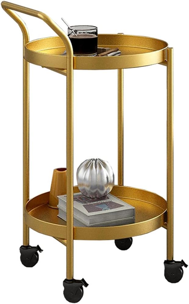 Coffee Table Removable Tea Table Cart. Simple Bedside Storage Table Gold