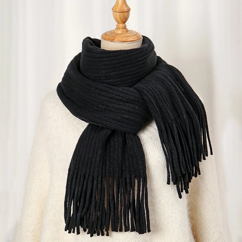 Women's Minimalist Solid Color Imitation Cashmere Tassel Scarf