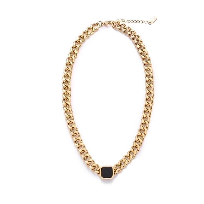 Minimalist Geometric 304 Stainless Steel Acrylic 18K Gold Plated Stoving Varnish Necklace