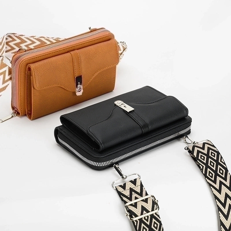 Women's Small Pu Leather Color Block Elegant Flip Cover Square Bag