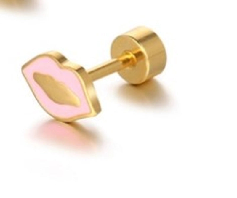 1 Piece Fashion Lips Plating 304 Stainless Steel Ear Studs