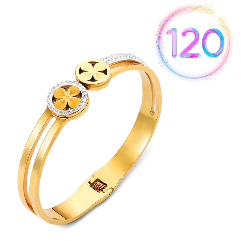 2 Pieces Fashion Geometric Stainless Steel Plating Zircon Bangle