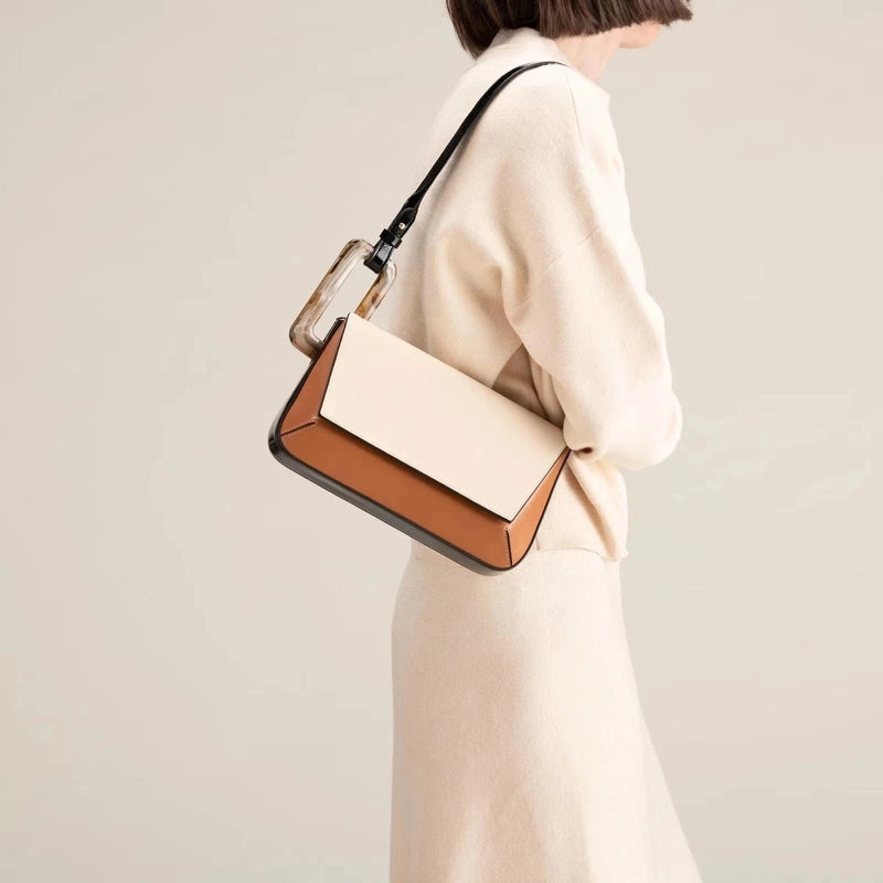 Women's Medium Pu Leather Color Block Streetwear Square Zipper Underarm Bag
