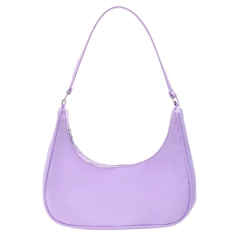 Women's Medium Nylon Solid Color Fashion Dumpling Shape Zipper Crossbody Bag