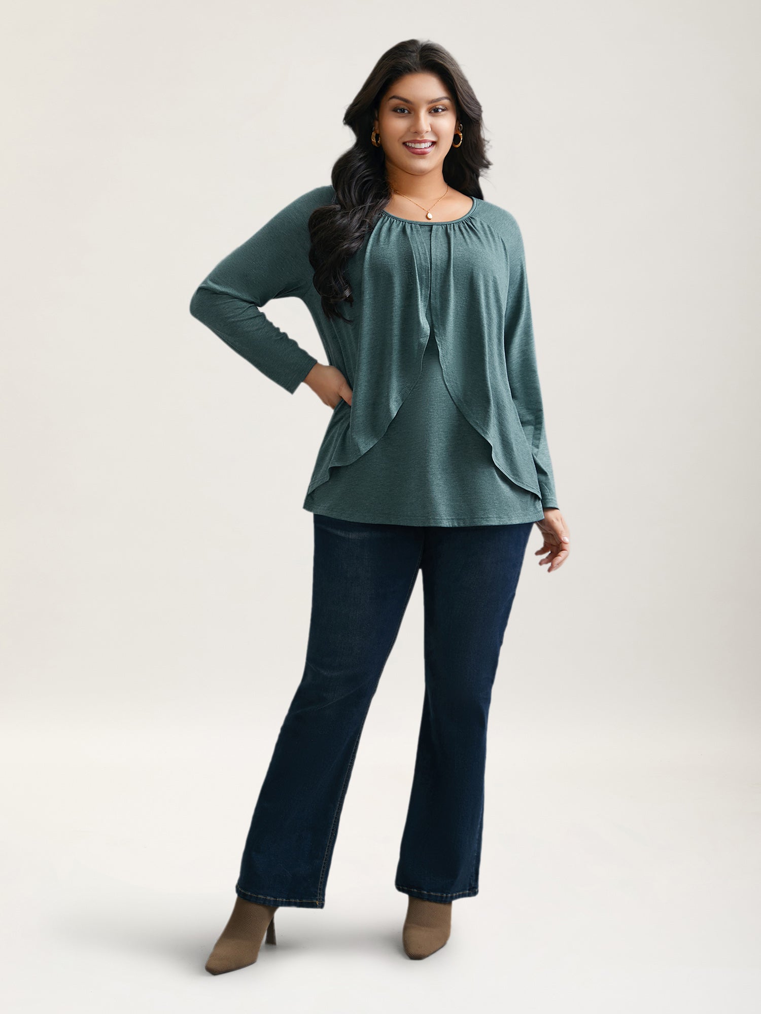 2-In-1 Gathered Ruffle Trim T-Shirt