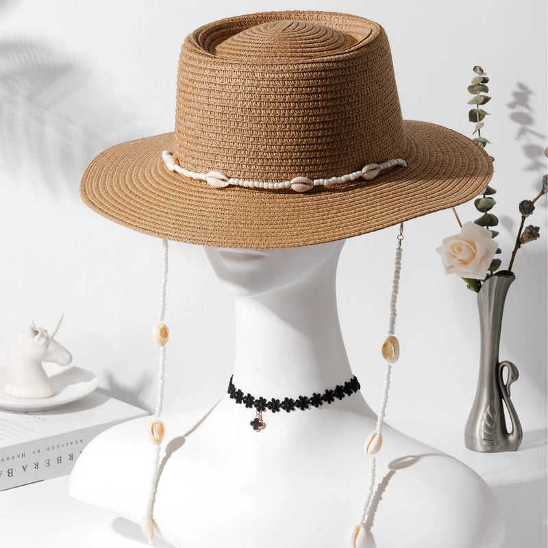 Women's Elegant Minimalist Solid Color Flat Eaves Straw Hat