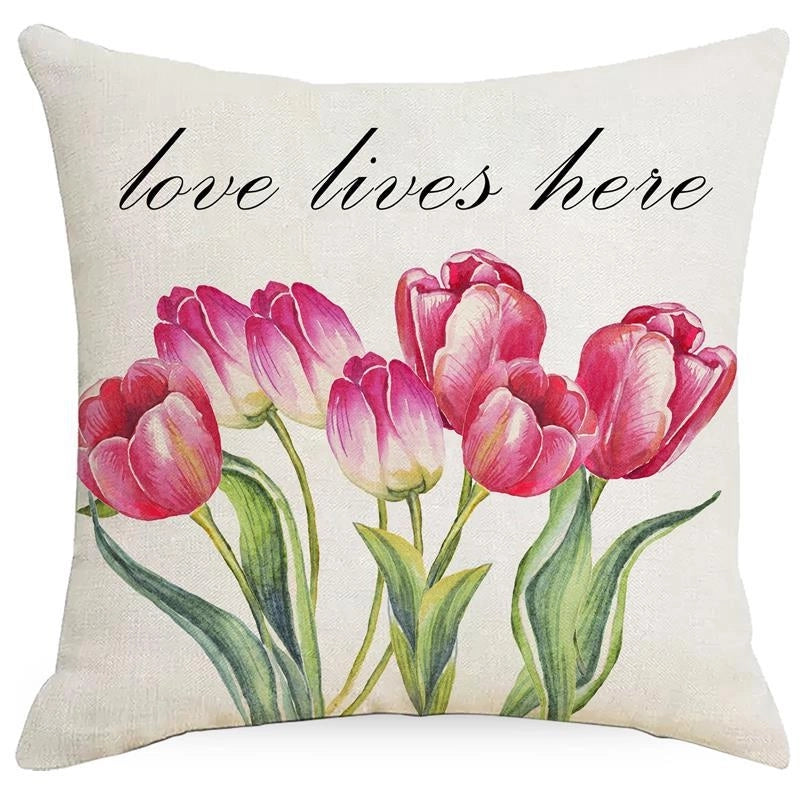 Minimalist Classic Style Commute Color Block Linen Pillow Cases