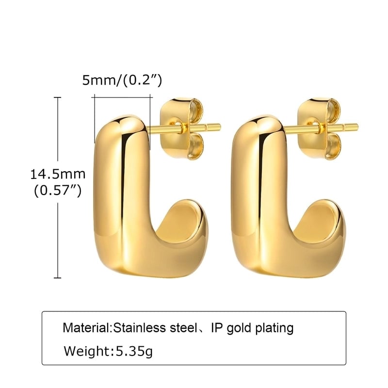 1 Pair Minimalist C Shape Plating Stainless Steel Ear Studs