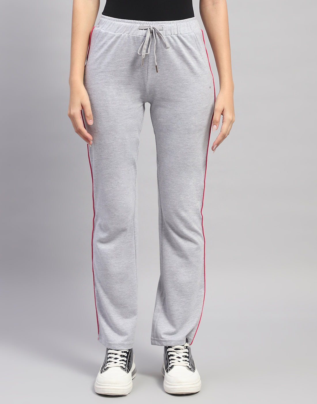 Women Grey Melange Solid Regular Fit Lower