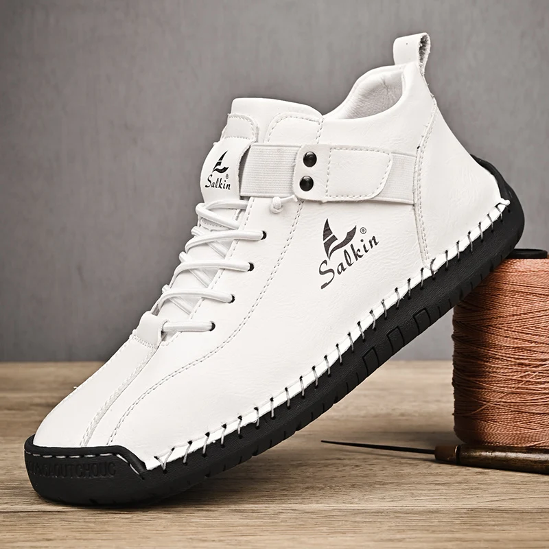 ugg New 2024 Handmade Leather Casual Men Shoes Design Sneakers Man Breathable Leather Shoes Men Ankle Boots Outdoor