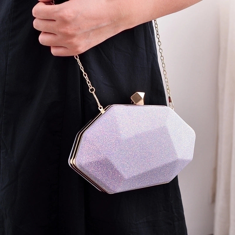 White Champagne Light Green Pu Leather Solid Color Square Evening Bags