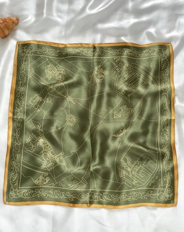 Women's Elegant Printing Silk Printing Silk Scarf