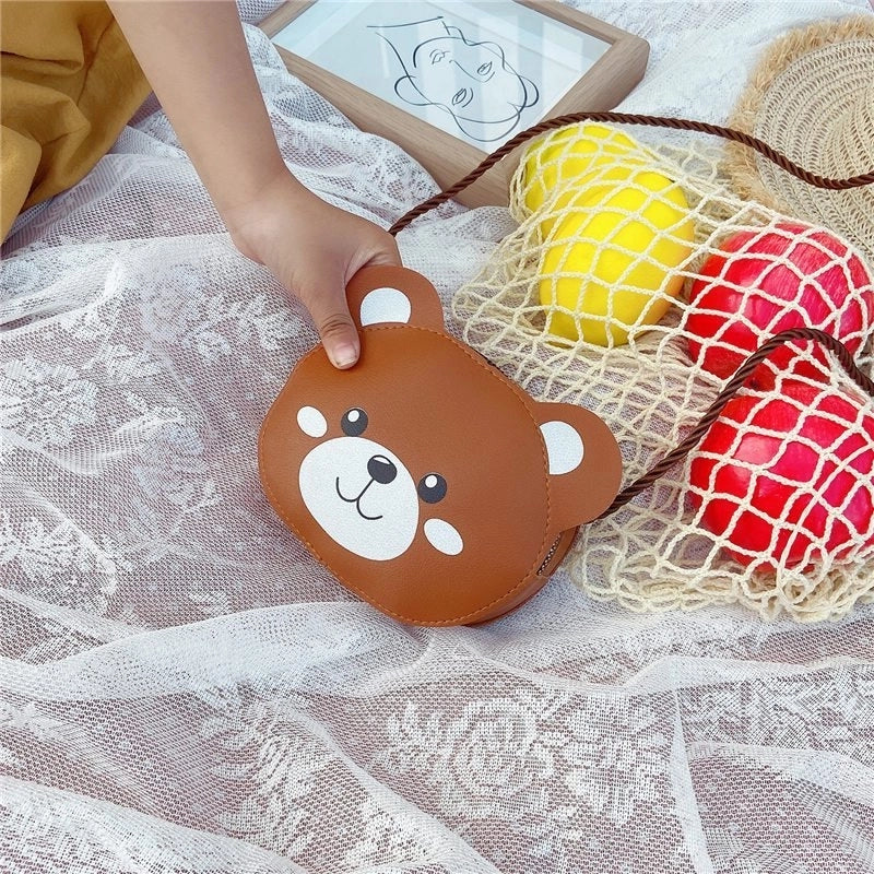 New Cartoon Cute Children's Bag PU Shoulder Bag Girls Korean Casual Crossbody Bag Small Animal Coin Purse