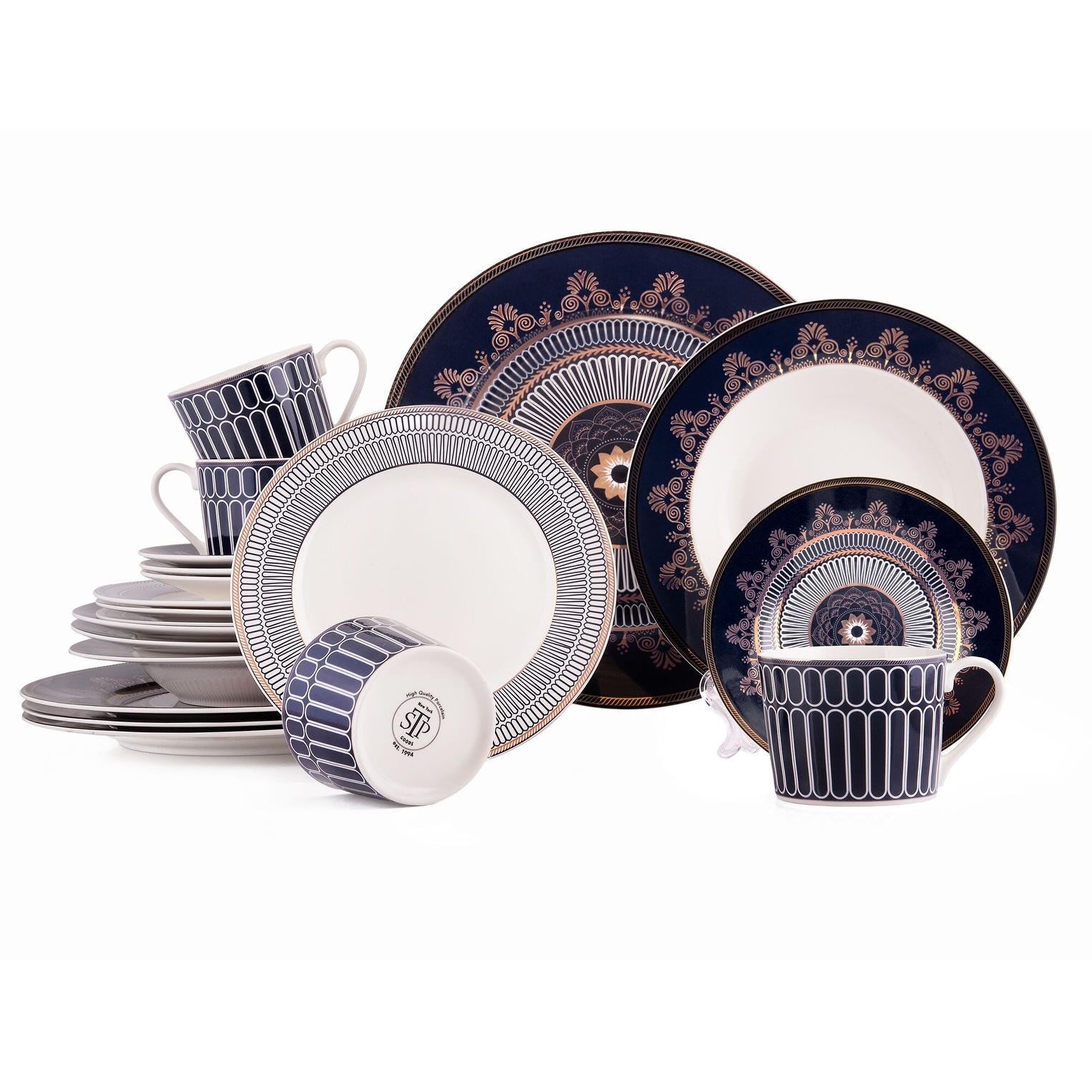 Luxury Cobalt Bone 5 Piece Porcelain Dinner Set