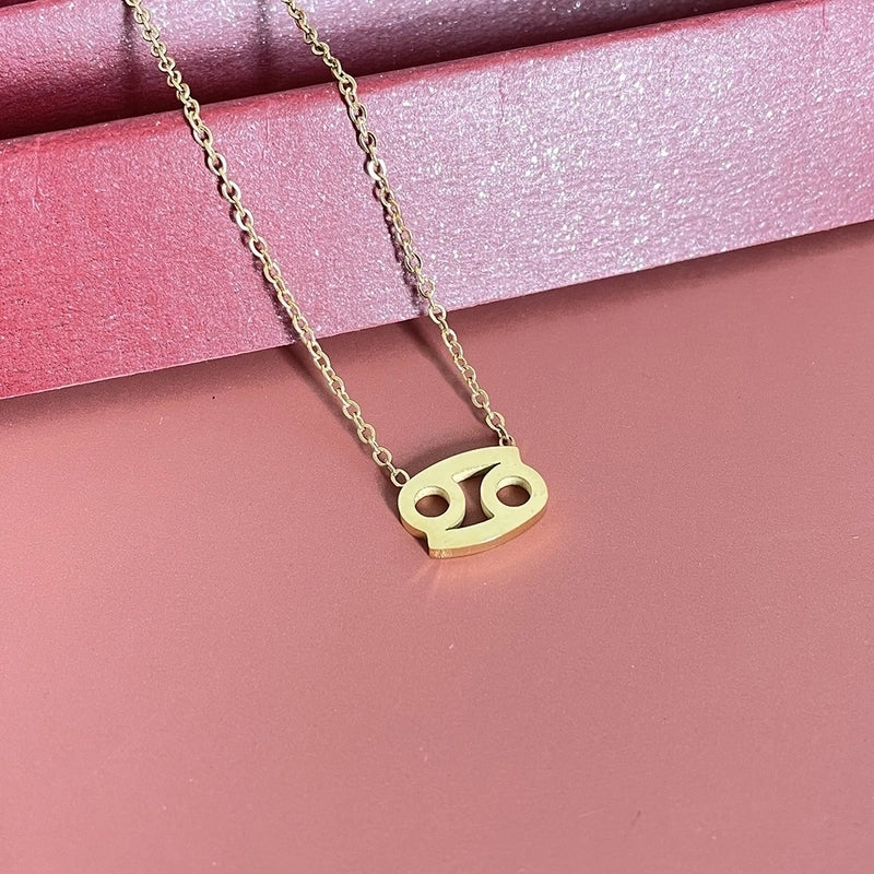 Simple Fashion Twelve Constellation Stainless Steel Geometric Necklace