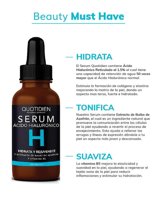 Kit Serum Vitamina C + Suero Acido Hialuronico + Niacinamida Skin Care Hidratante Facial Quotidien