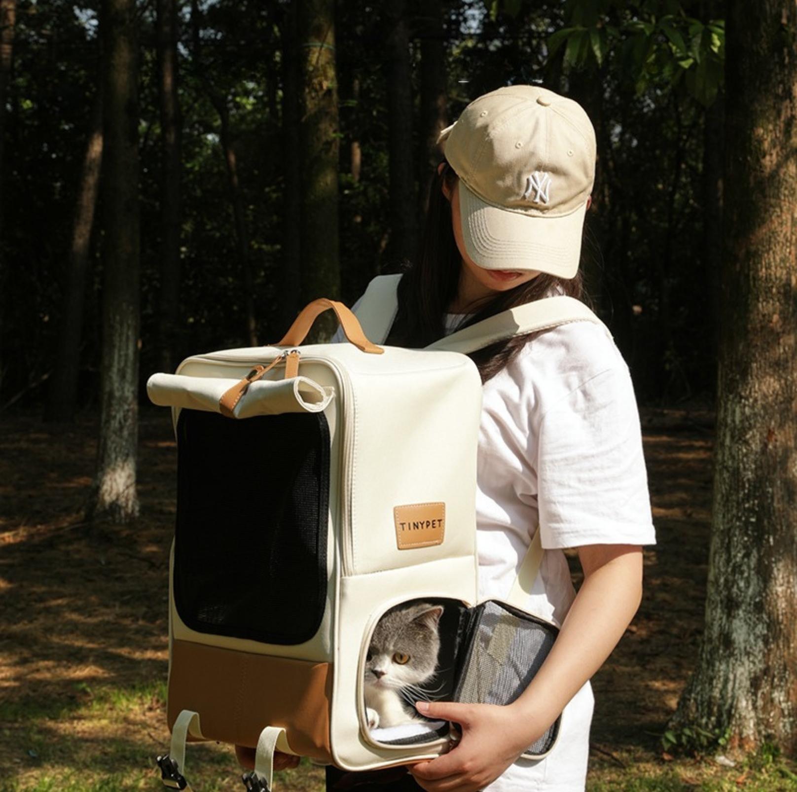 Super Large Foldable Pet Cat Carrier Backpack Bag With Ventilation And Privacy Curtain