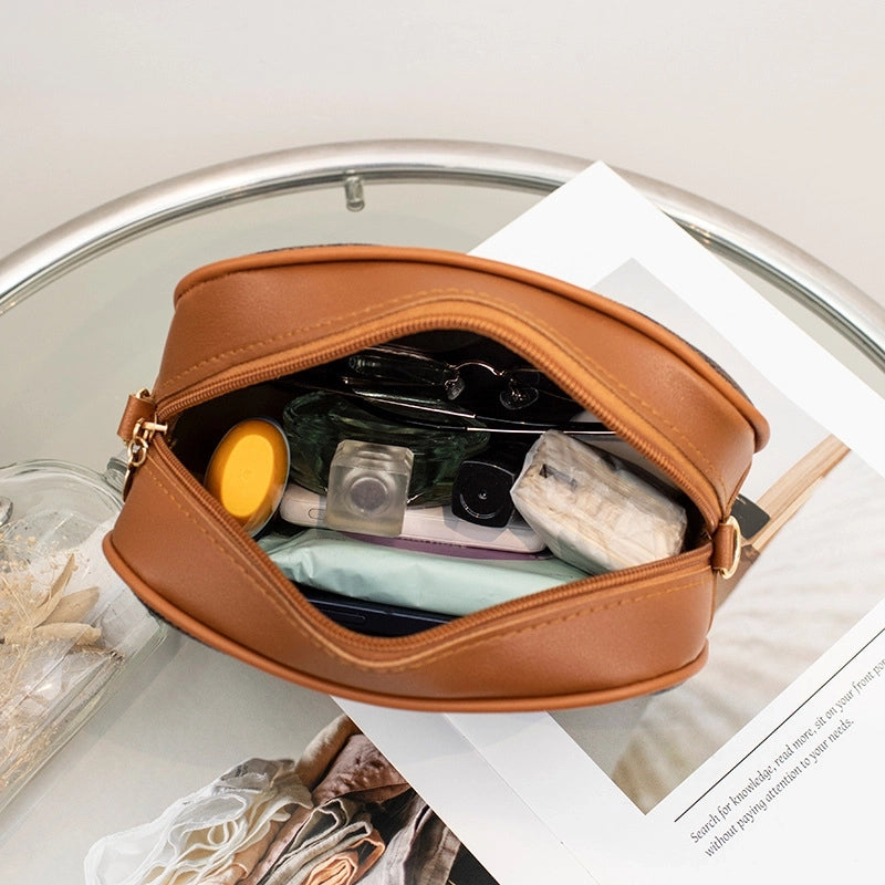 Women's Medium Pu Leather Plaid Vintage Style Classic Style Zipper Camera Bag