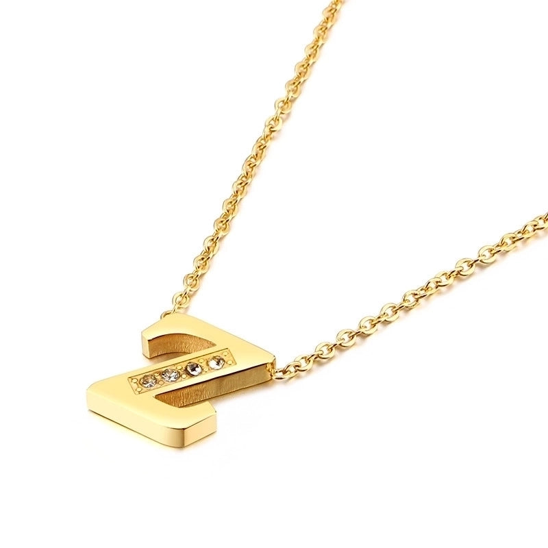 Letter Titanium Steel 18K Gold Plated Necklace