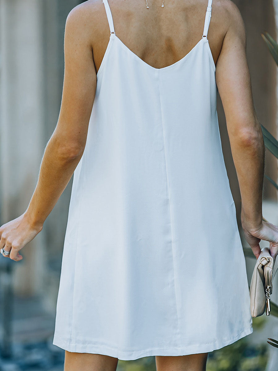 V-Neck Single-Breasted Sleeveless Dress(7 colors)