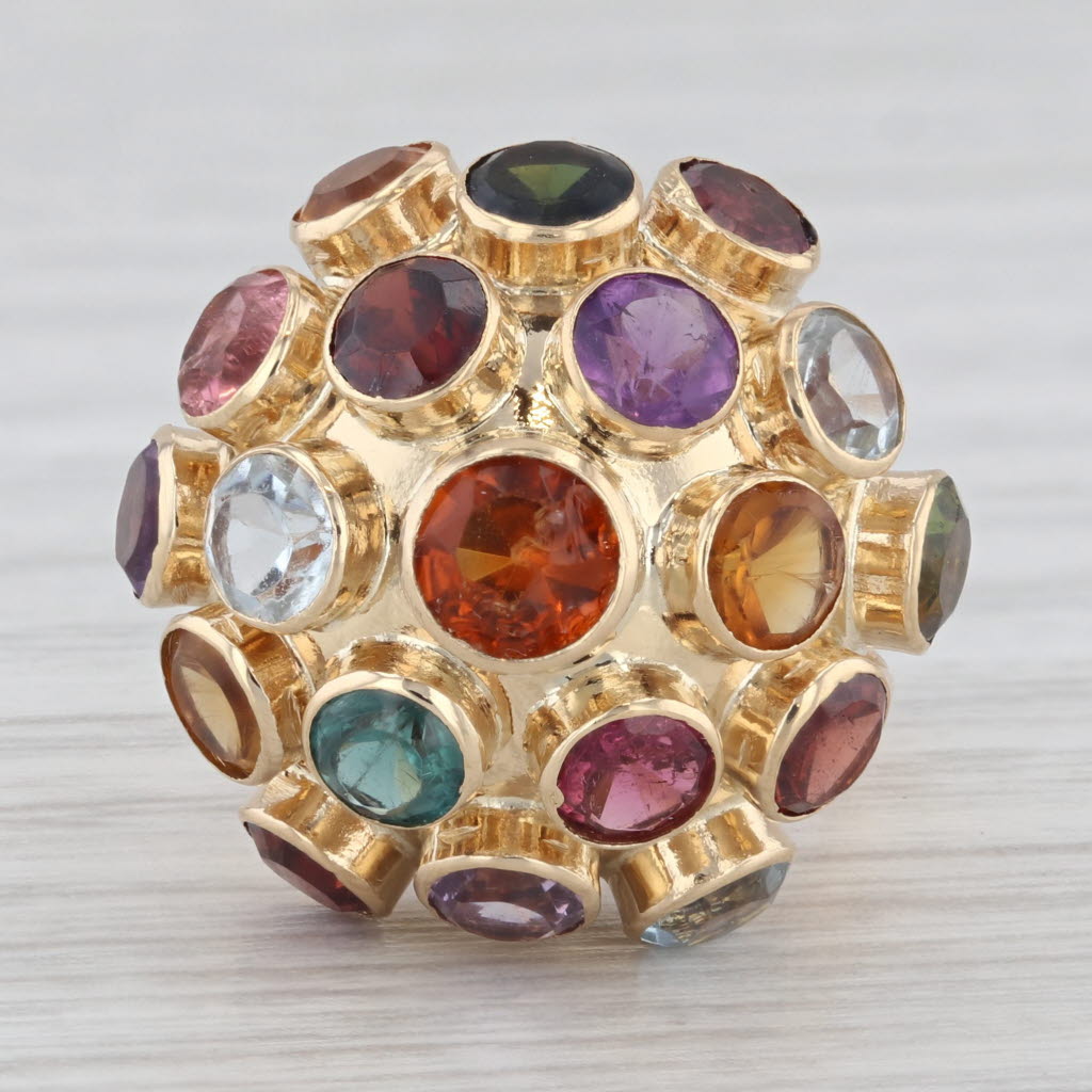 Sputnik Gemstone Ring 18k Gold Amethyst Citrine Aquamarine Garnet Tourmaline