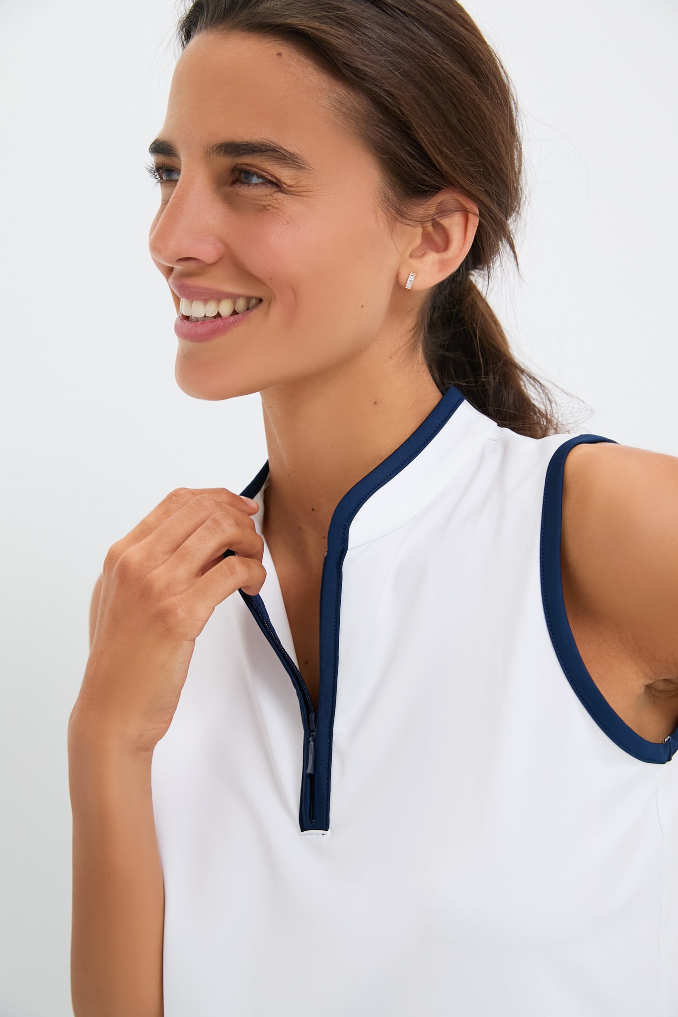 White Sleeveless Connors Mock Neck