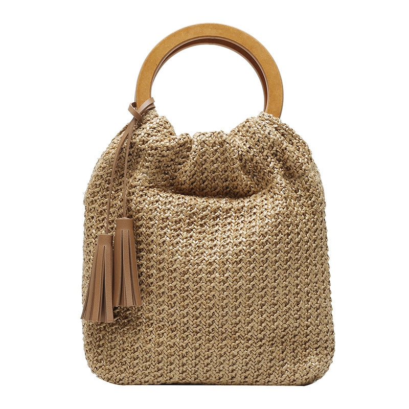 Women's Medium All Seasons Straw Solid Color Streetwear Square Magnetic Buckle Handbag