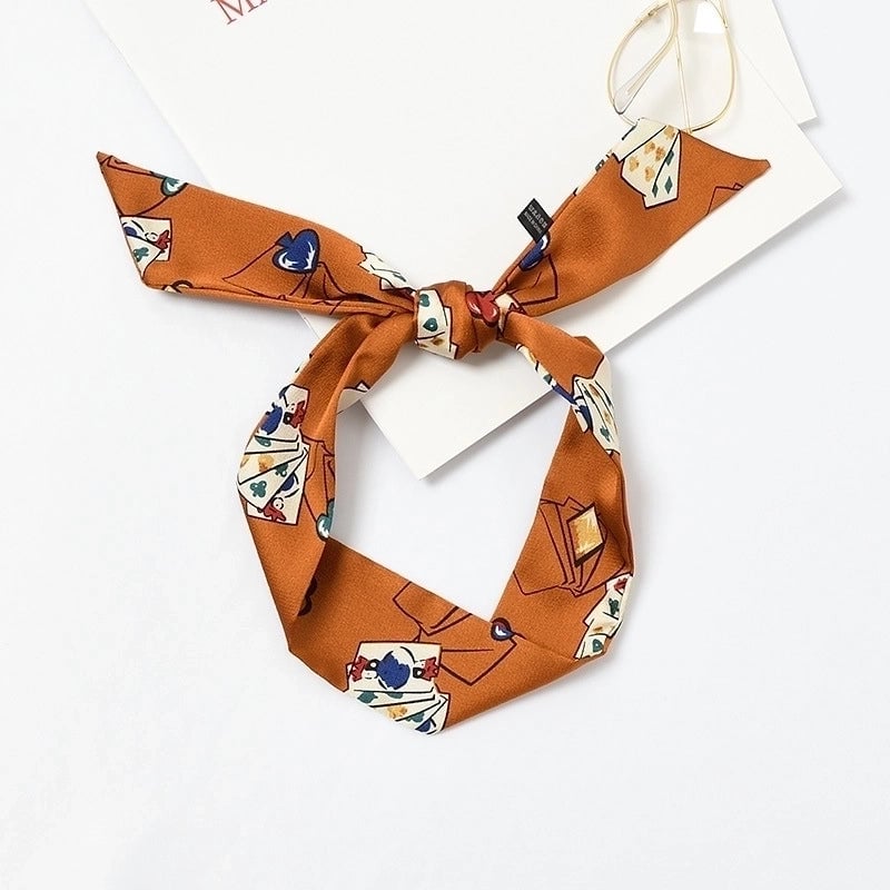 Women's Sweet Polka Dots Heart Shape Satin Printing Silk Scarves