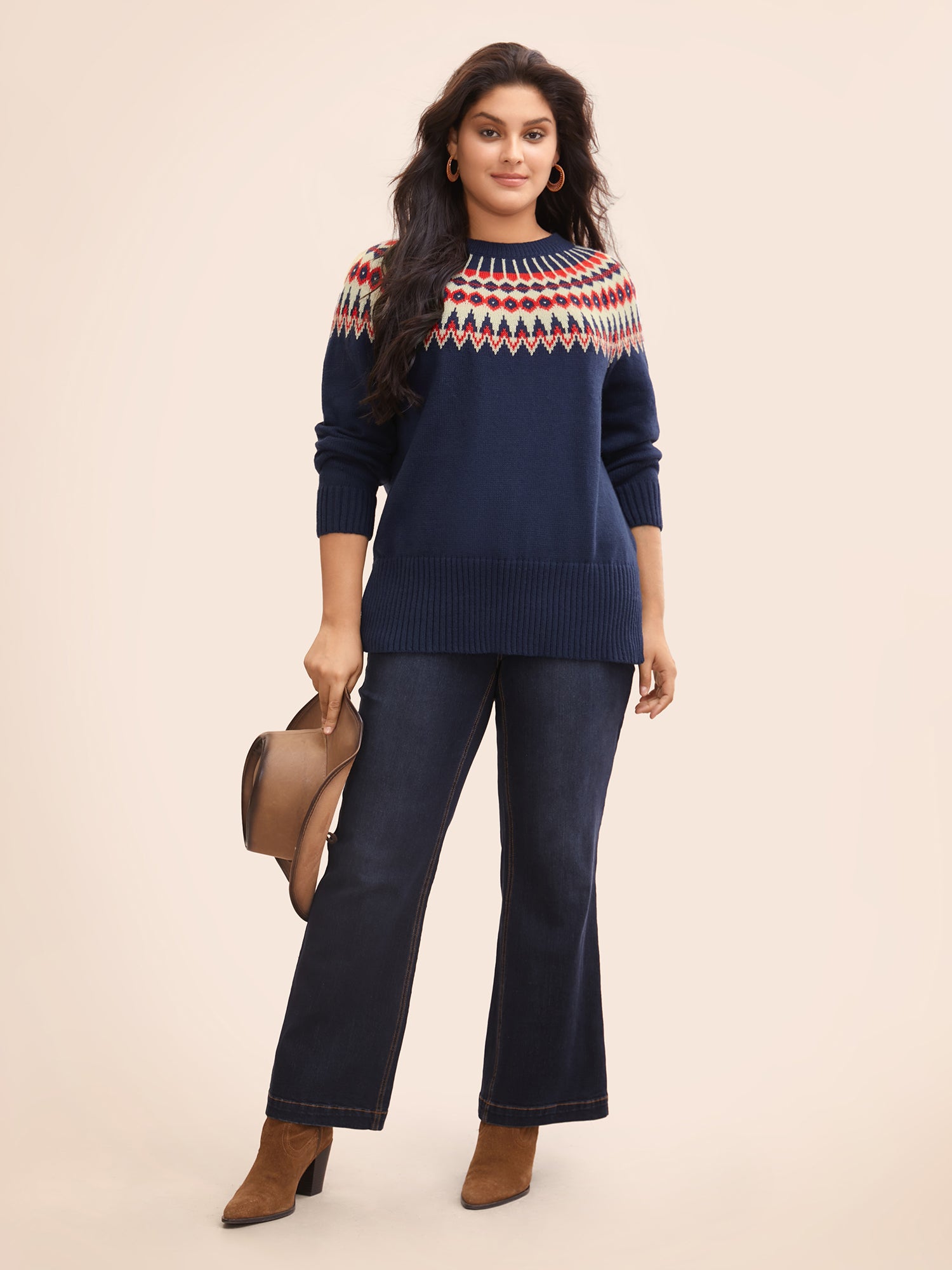 Fair Isle Pull Over Crew Neck Pullover