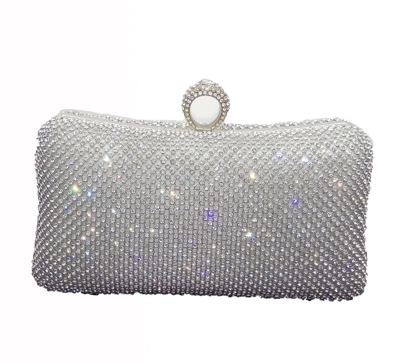 Yellow Black Silver Polyester Metal Stripe Oval Evening Bags