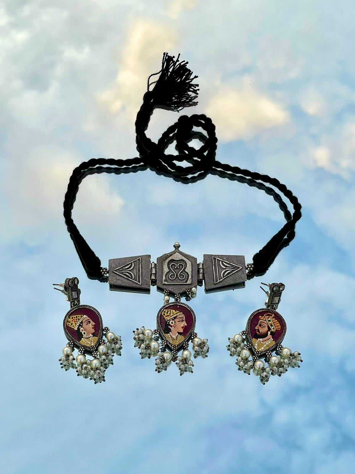 Mughal-e-Azam hand painted choker set design 4