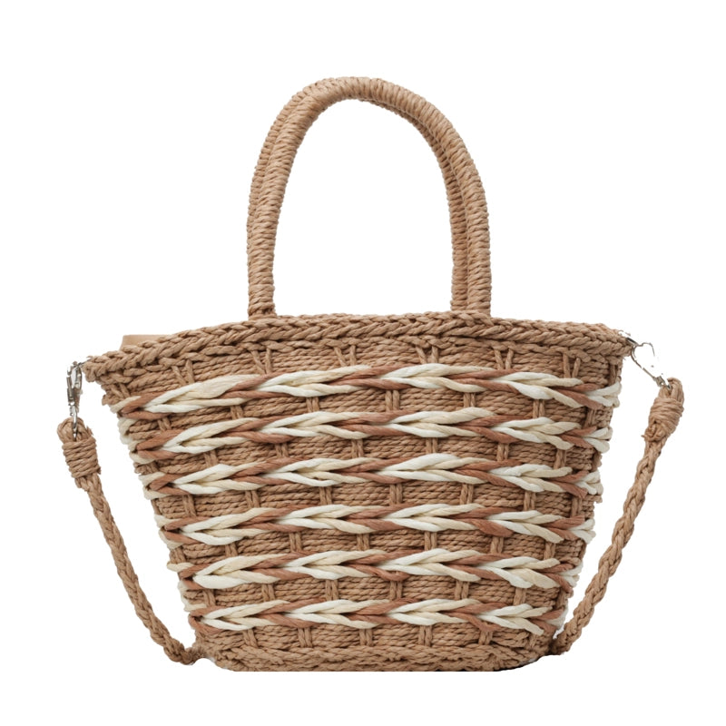 Women's Medium Straw Solid Color Vacation Beach Weave String Crossbody Bag