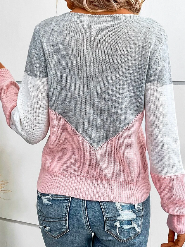 Loose Casual Color Block Sweater